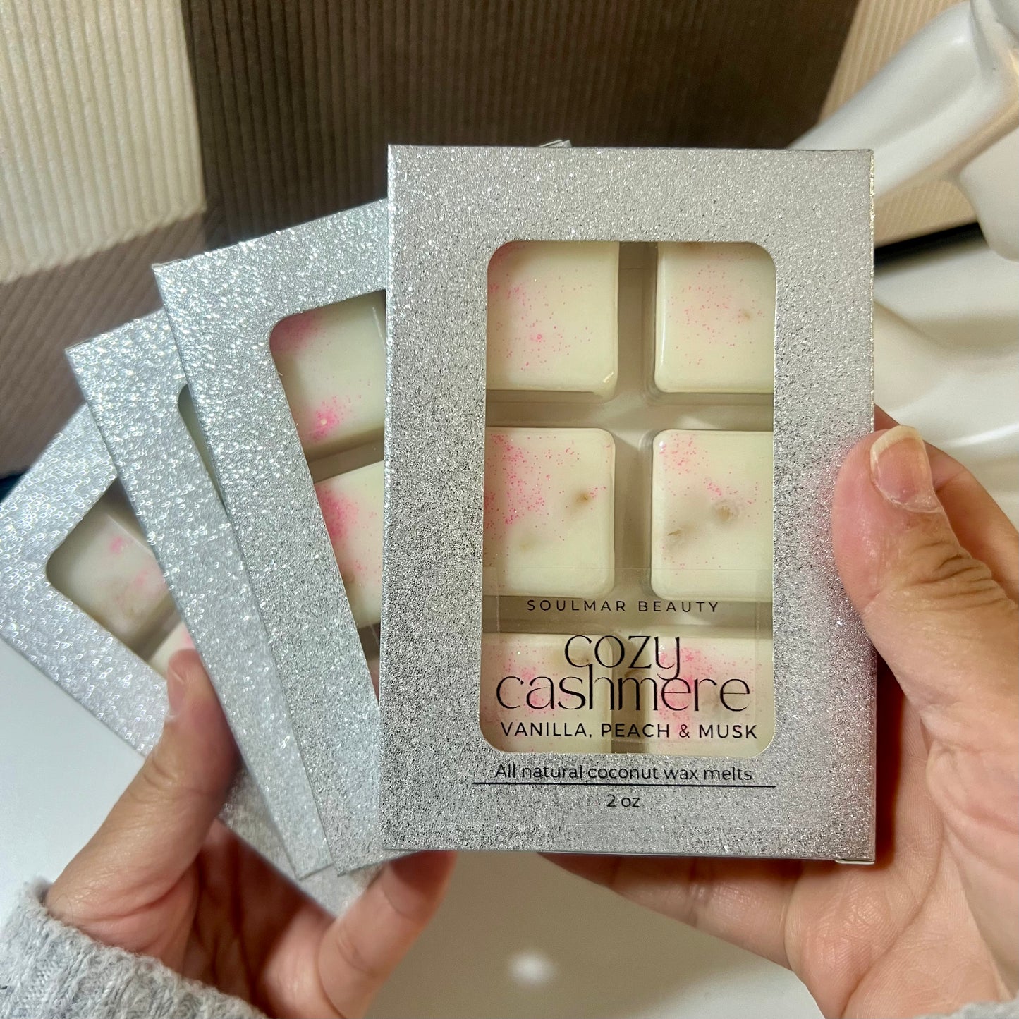 Cozy Cashmere Wax Melts Box - Vanilla, Peach & Musk
