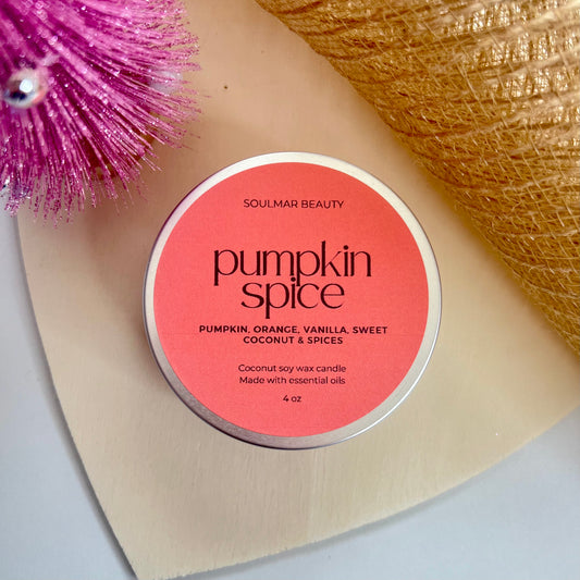 Pumpkin Spice Candle Tin - Pumpkin Orange Vanilla Sweet Coconut & Spices
