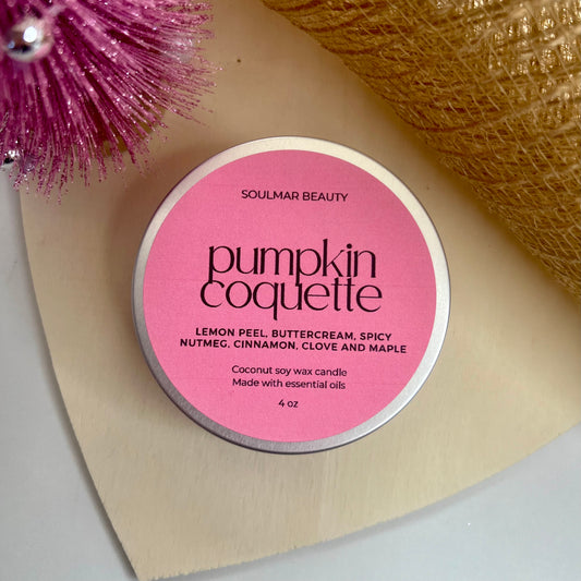 Pumpkin Coquette Candle Tin - Lemon Peel Buttercream Spicy Nutmeg Cinnamon Clove & Maple