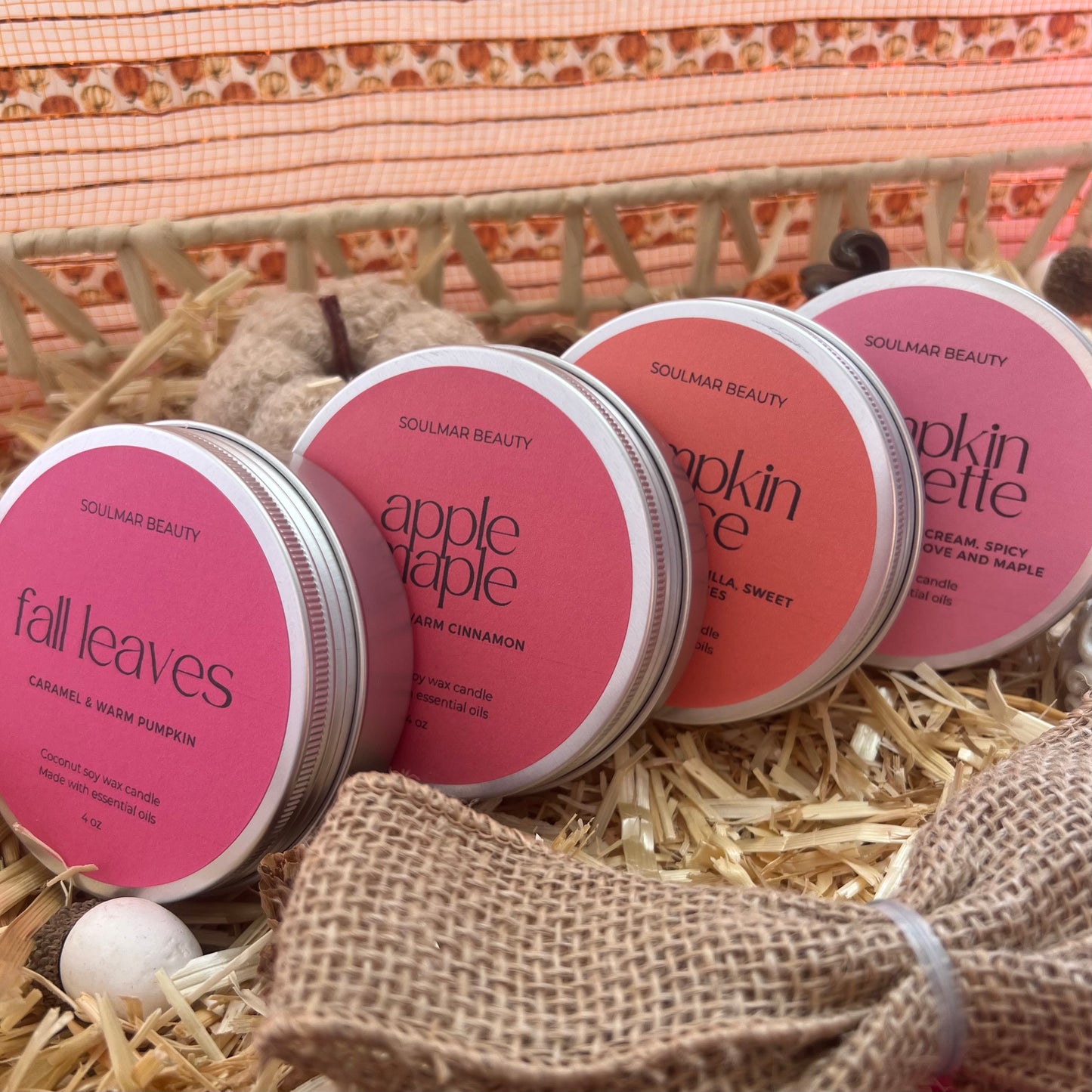 Pumpkin Spice Candle Tin - Pumpkin Orange Vanilla Sweet Coconut & Spices