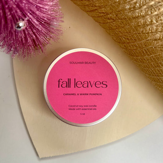 Fall Leaves Candle Tin - Caramel & Warm Pumpkin