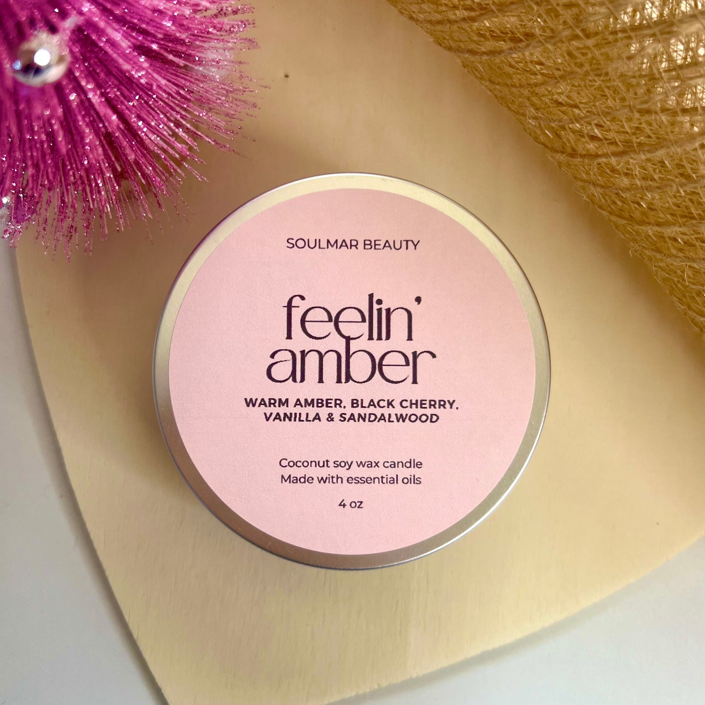 Feelin’ Amber Candle Tin - Warm Amber, Black Cherry, Vanilla & Sandalwood